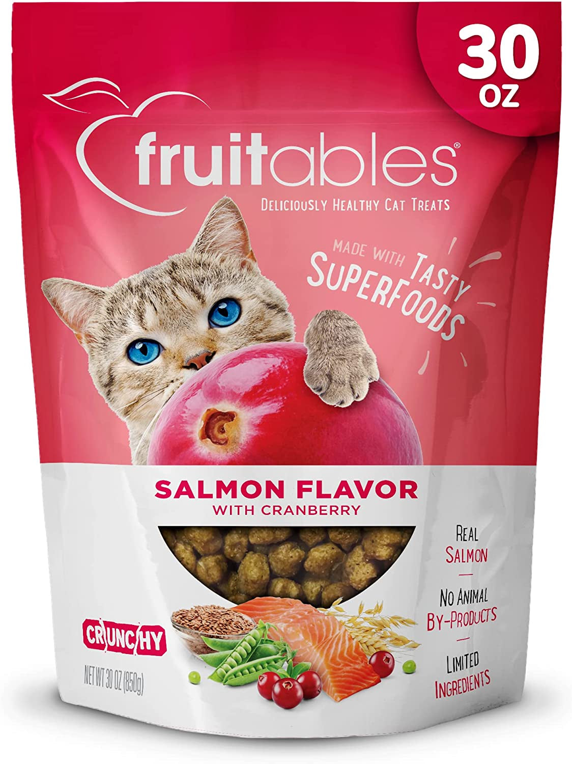 Cat Treats – Crunchy Treats for Cats – Healthy Low Calorie Treats Packed with Protein – Free of Wheat, Corn and Soy – Made with Real Salmon with Cranberry – 2.5 Ounces