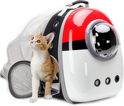 Cat Travel Backpack with Fan, Fit up to 12 Lbs, Space Capsule Astronaut Clear Bubble Window Pet Backpack for Cats