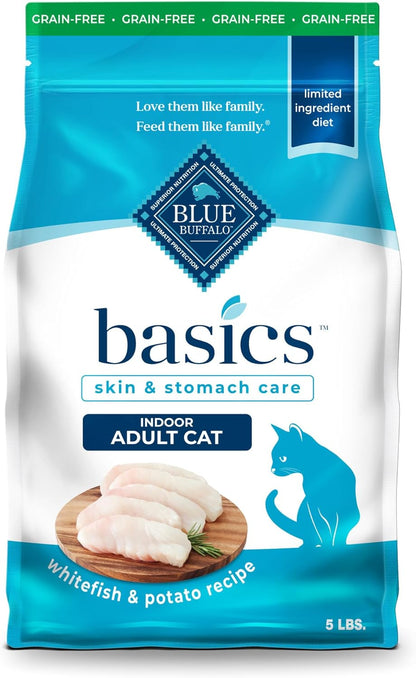 Basics Grain-Free Dry Cat Food, Skin & Stomach Care, Limited Ingredient Diet for Indoor Cats, Turkey & Potato Recipe