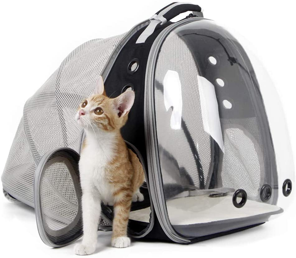 Cat Travel Backpack with Fan, Fit up to 12 Lbs, Space Capsule Astronaut Clear Bubble Window Pet Backpack for Cats