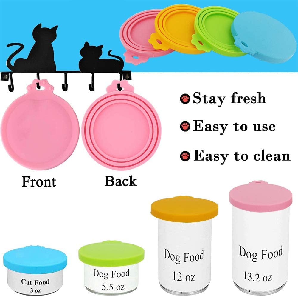 Food Can Lids, 4 Pcs Silicone Pet Food Can Covers for Cat Food, One Can Cap Fit Most Standard Size Cat Food Canned（Multicolor）…