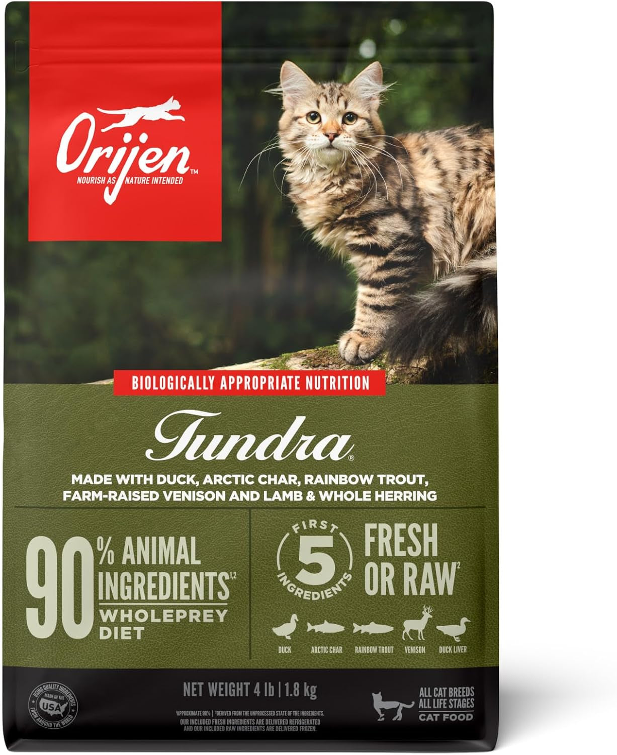 Original Cat, Grain Free Dry Cat Food for All Life Stages, with Wholeprey Ingredients, 4Lb