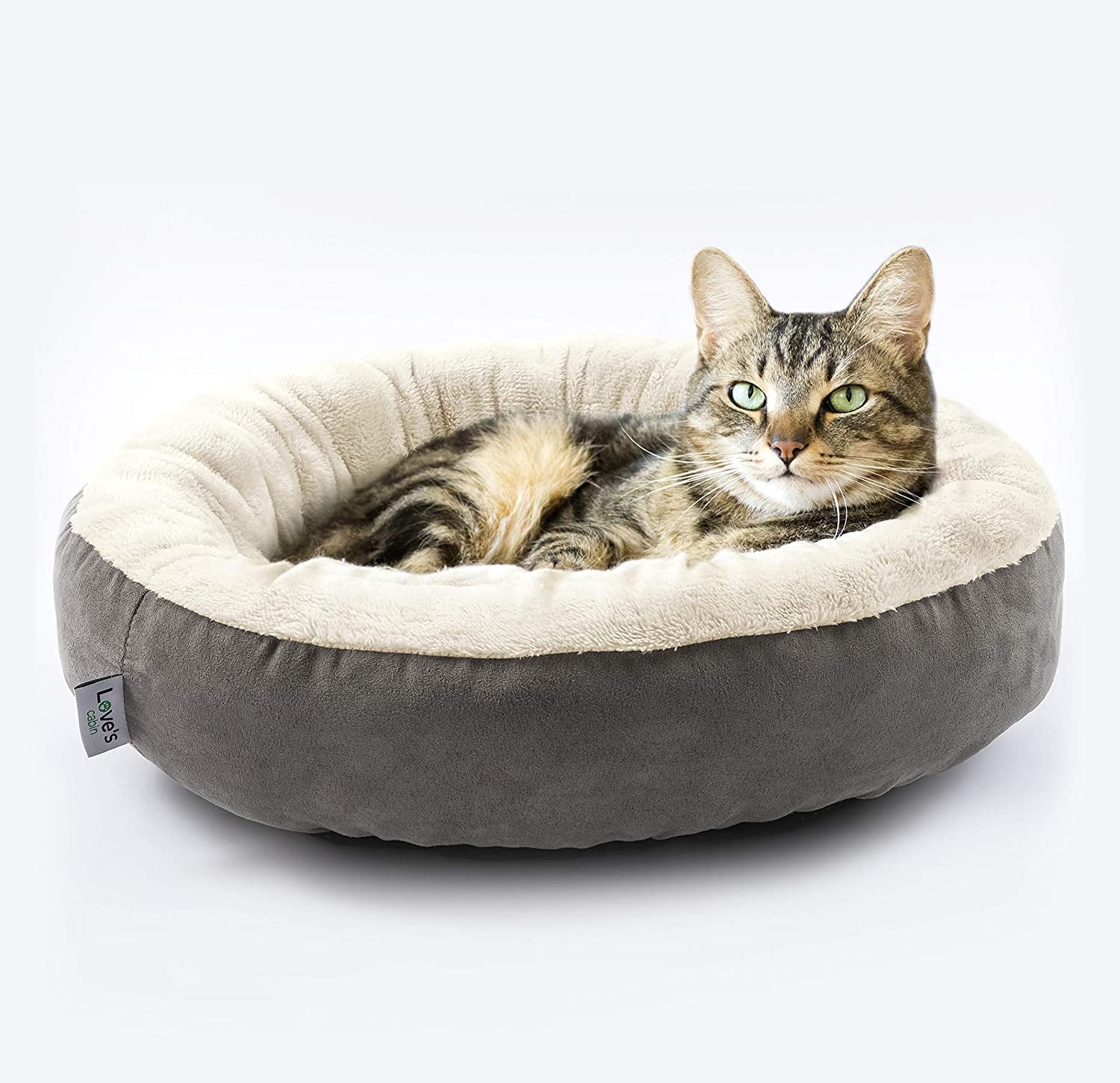 Round Donut Cat Cushion Bed, Anti-Slip & Water-Resistant Bottom, Super Soft Durable Fabric Pet Beds, Washable