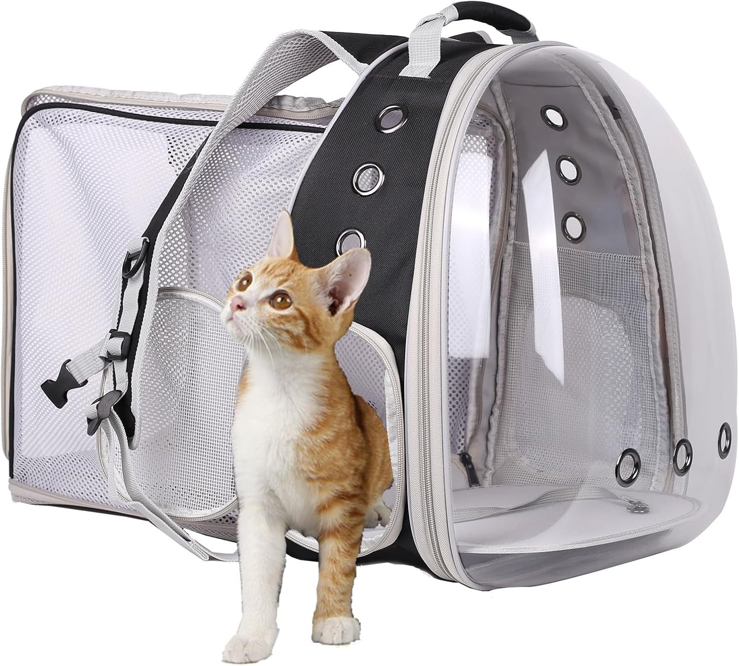 Cat Travel Backpack with Fan, Fit up to 12 Lbs, Space Capsule Astronaut Clear Bubble Window Pet Backpack for Cats