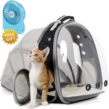 Cat Travel Backpack with Fan, Fit up to 12 Lbs, Space Capsule Astronaut Clear Bubble Window Pet Backpack for Cats