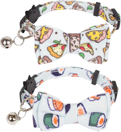 2 Pack Kitten / Cat Collar with Removable Bowtie 