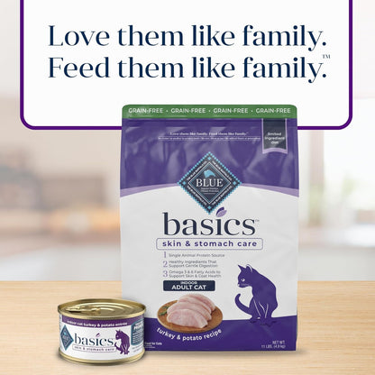 Basics Grain-Free Dry Cat Food, Skin & Stomach Care, Limited Ingredient Diet for Indoor Cats, Turkey & Potato Recipe