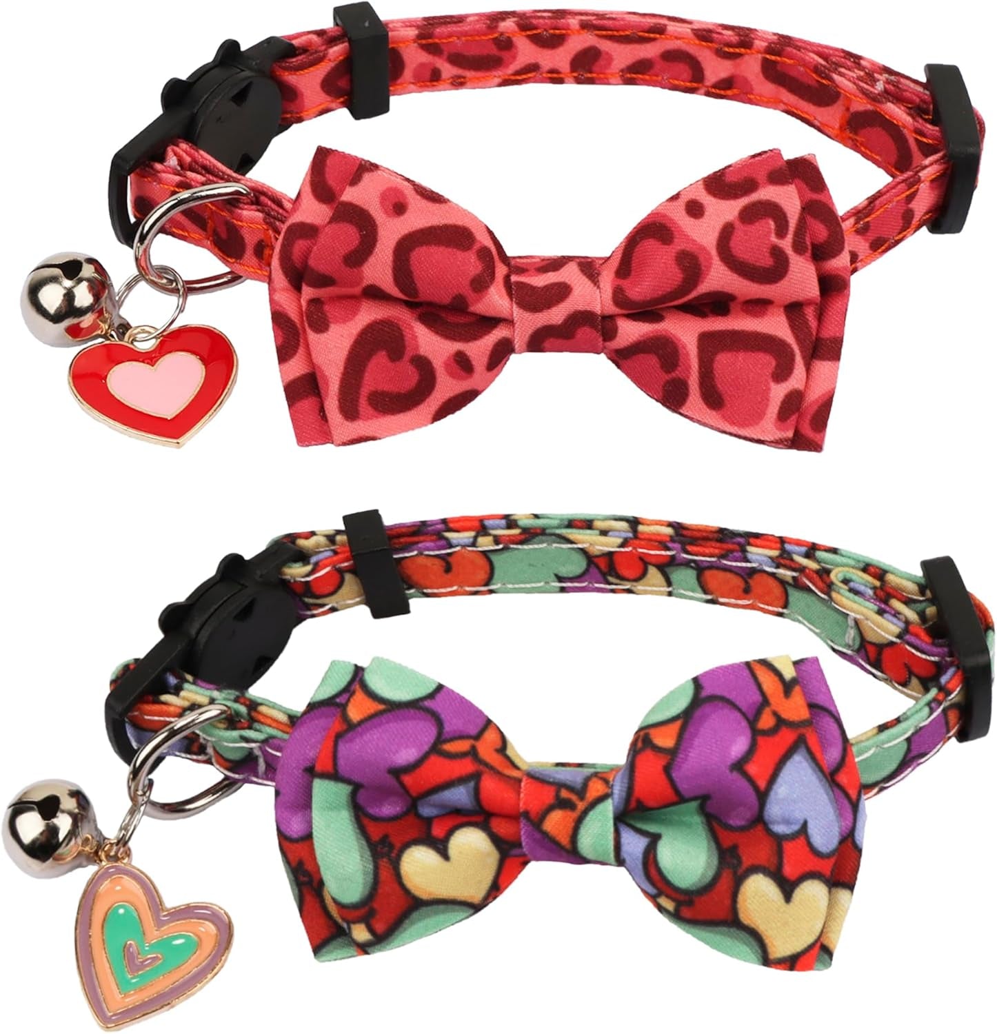 2 Pack Kitten / Cat Collar with Removable Bowtie 