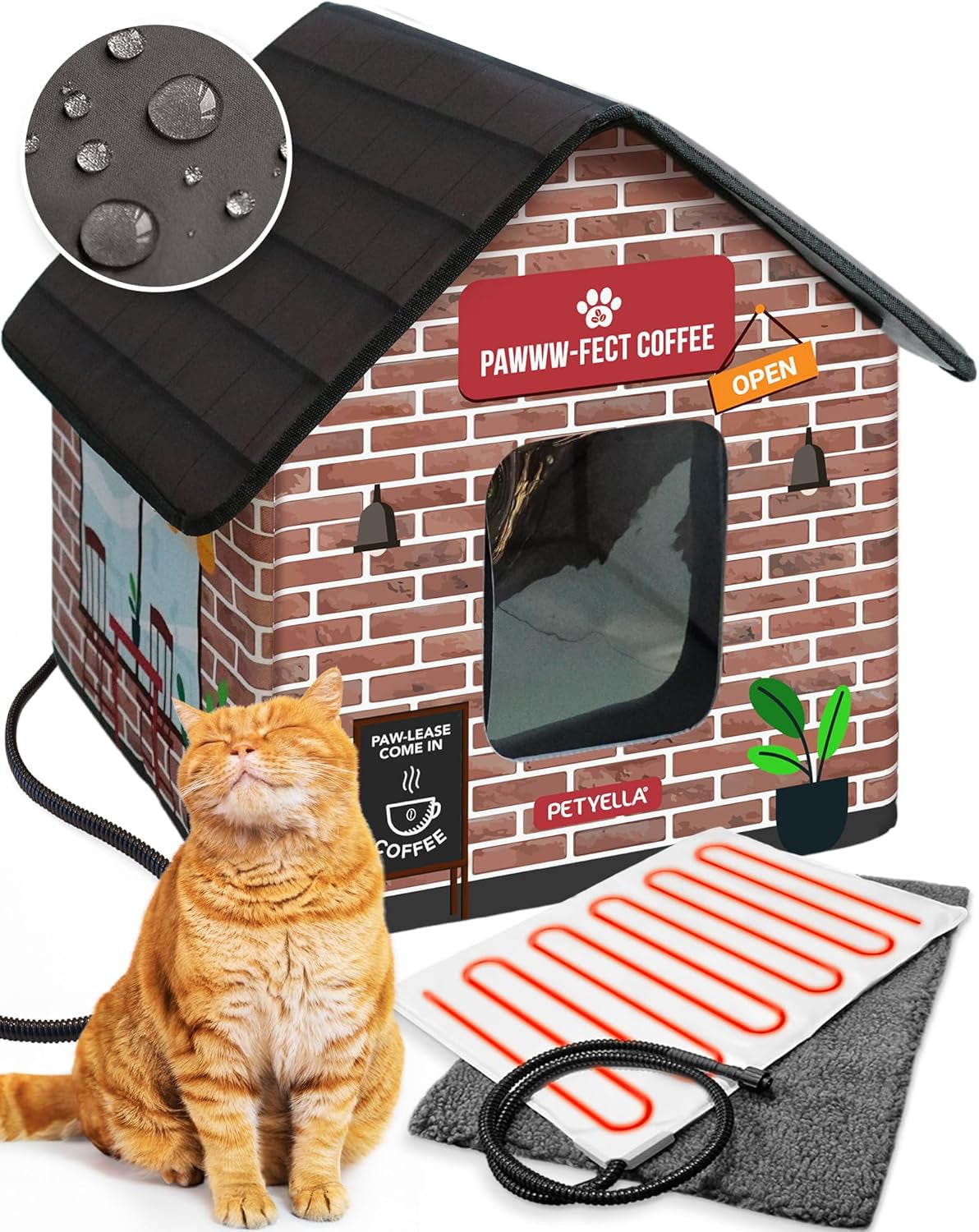 Heated Cat House for outside - Heated Outdoor Cat House Weatherproof - Cat Houses for Outdoor Cats - Outdoor Heated Cat House - Heated Cat Houses for Outdoor Cats - Waterproof Outdoor Cat Shelter