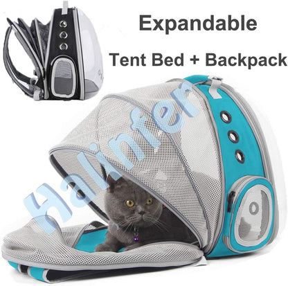 Cat Travel Backpack with Fan, Fit up to 12 Lbs, Space Capsule Astronaut Clear Bubble Window Pet Backpack for Cats