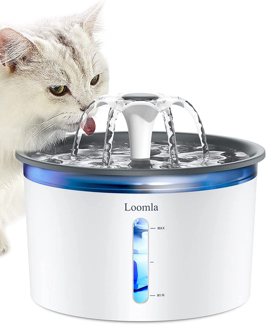 Cat Water Fountain, 85Oz/2.5L Pet Water Fountain Indoor with Switchable LED Lights, 2 Replacement Filters for Cats