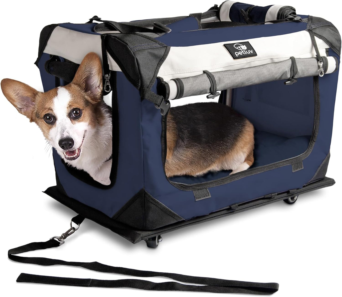 Cat & Dog Carrier for 2 Cats or Medium Dogs, Soft-Sided, Collapsible with Locking Zippers, Portable Travel Bag with Soft Bed