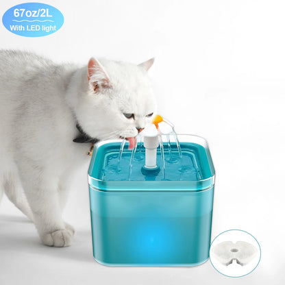 67Oz/2L Automatic Cat Water Fountain-Water Fountains for Cats Indoor-Pet Water Fountain-Dispenser Bowl, Ultra Silent - Cat Drinking Fountain