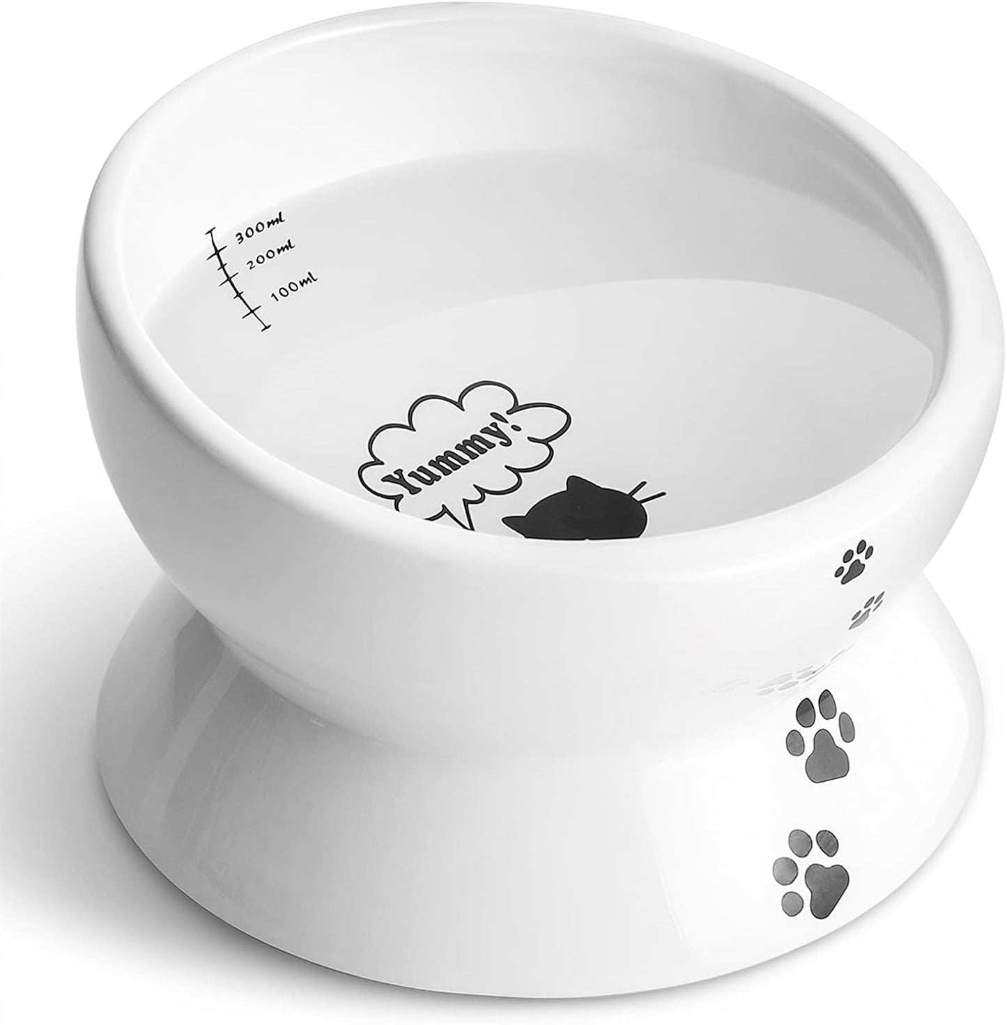 Cat Bowl anti Vomiting, Raised Food Bowls, Tilted Elevated Bowl, Ceramic Pet Food Bowl for Flat Faced Cats, Small Dogs, Protect Pet'S Spine, Dishwasher Safe (5 Inches, White)