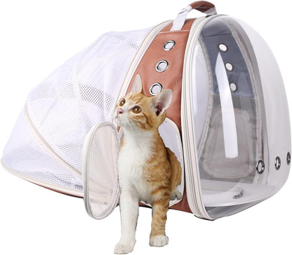 Cat Travel Backpack with Fan, Fit up to 12 Lbs, Space Capsule Astronaut Clear Bubble Window Pet Backpack for Cats