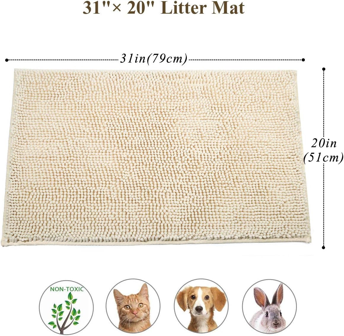 Cat Litter Mat, Cat Kitty Litter Rug with Waterproof Back, Super Soft for Cat's Paws, Machine Washable