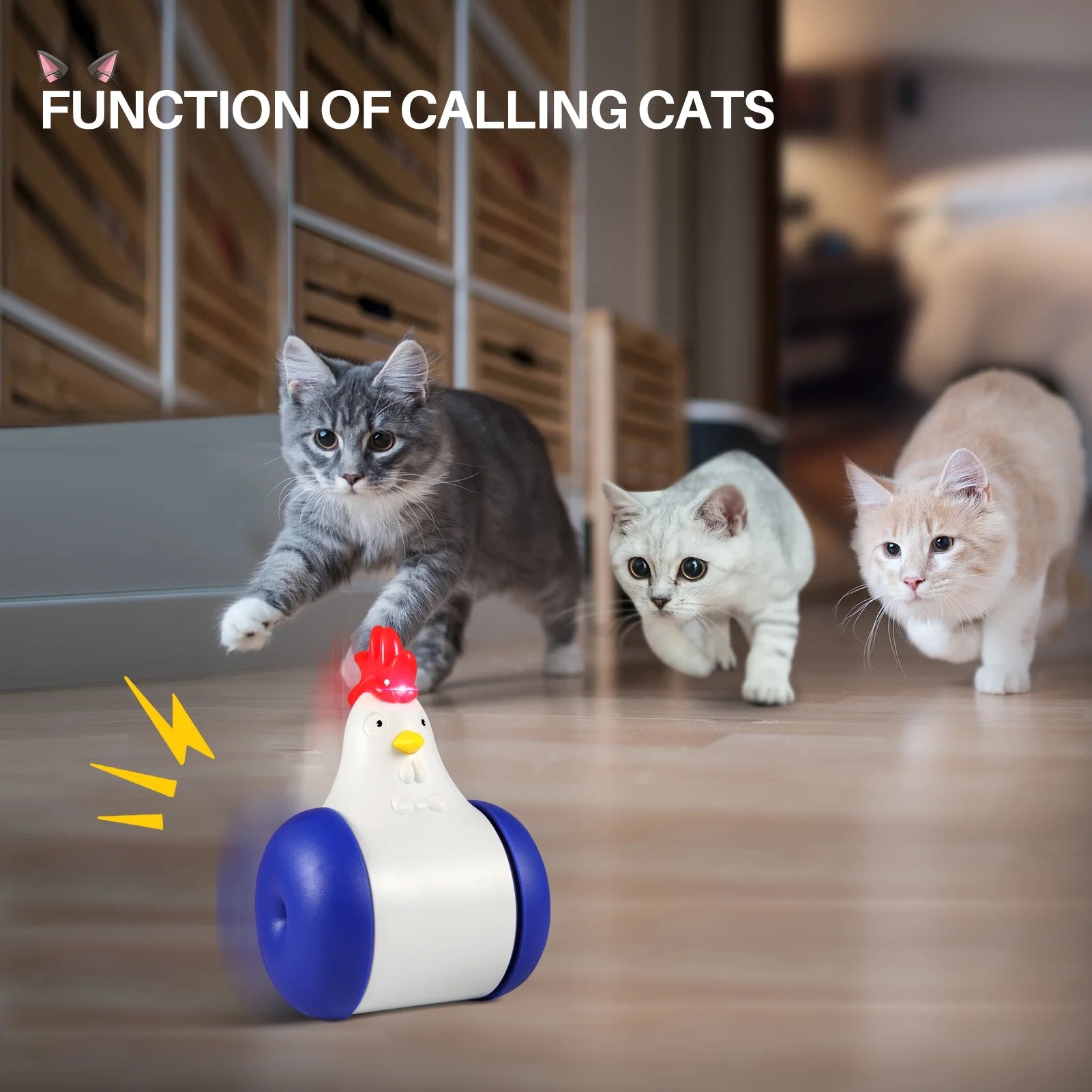 Cat Laser Toys - 3-In-1 Interactive Cat Toys for Indoor Cats, Cat Laser Toy, Sliding & Bird Song Toy. Rechargeable, Cat Chase Toy, Auto Shutoff & Laser Safe 